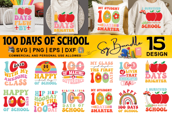 A Designer's Look at a Retro 100 Days of School SVG