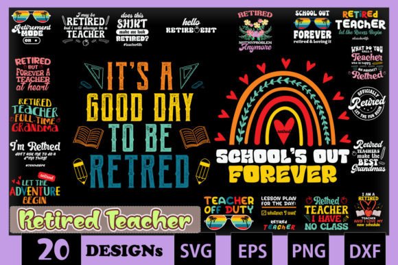 Retired Teacher Bundle: 20 SVG Designs