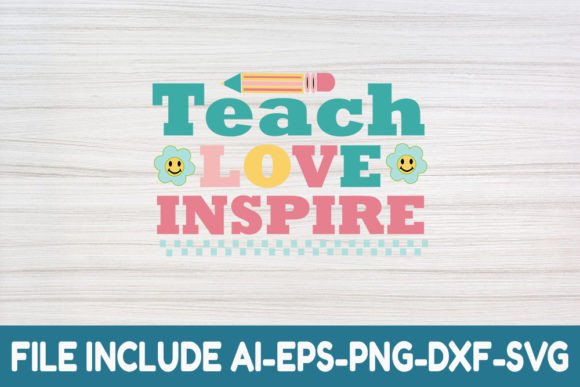 Teach Love Inspire- Teacher Retro Svg