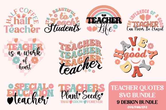 Teacher Quotes SVG Bundle for Embroidery Projects