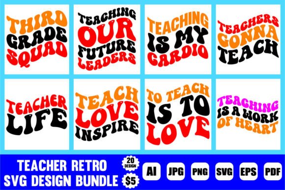 Teacher Retro SVG Design Bundle: A Versatile Embroidery Asset
